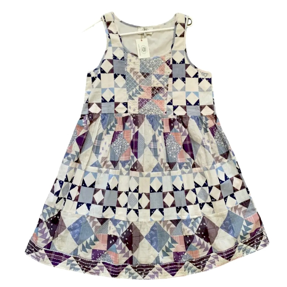 Laura Ashley Lucky Brand Collaboration Patchwork Madras Plaid Mini Dress NWT XL